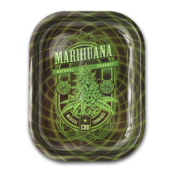 Vassoio in metallo 18x14 cm. Marijuana CBD