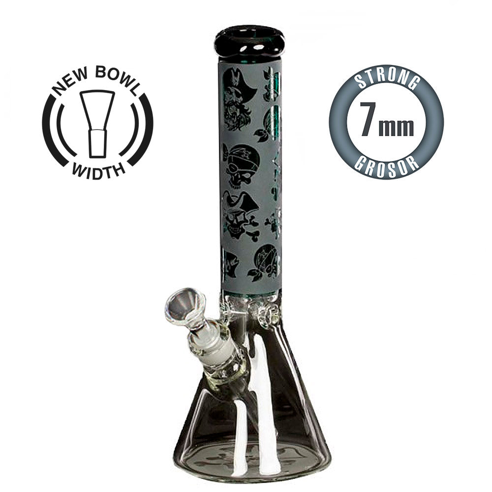 Pirates Skulls Crystal Bong Ltd. Ed. 37 cm. Heavy 7 mm.
