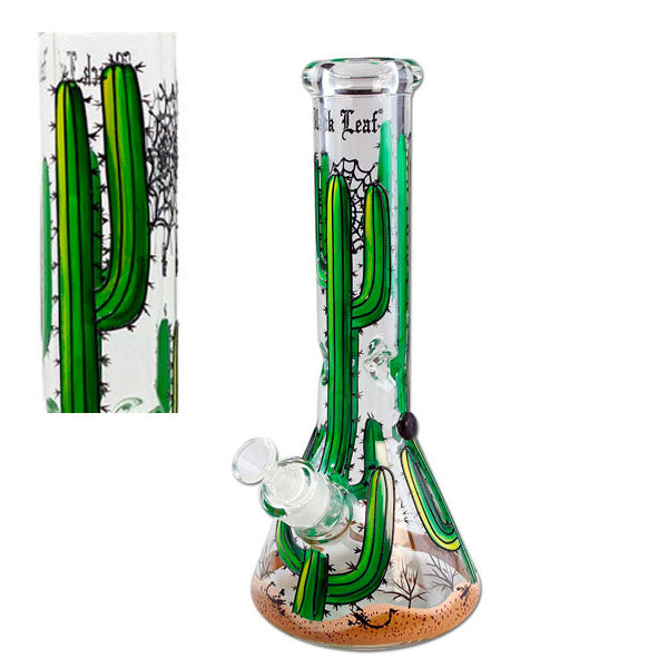 Bong Cristallo Pistone Ice Cactus 32 cm. Dipinto a Mano