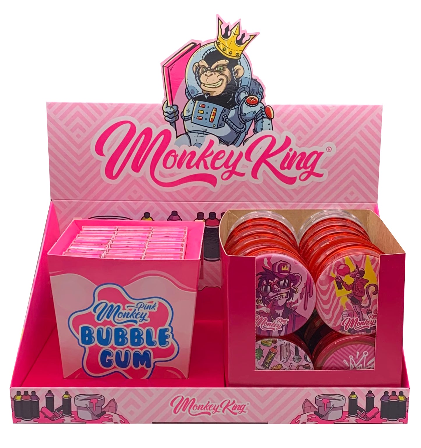 Papel Monkey King Pack King Size Slim & Grinder Pink Bubblegum 24 ud.