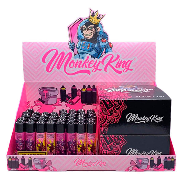Cartine Monkey King Pack King Size Slim Tips & Clipper Pink 48 pz.