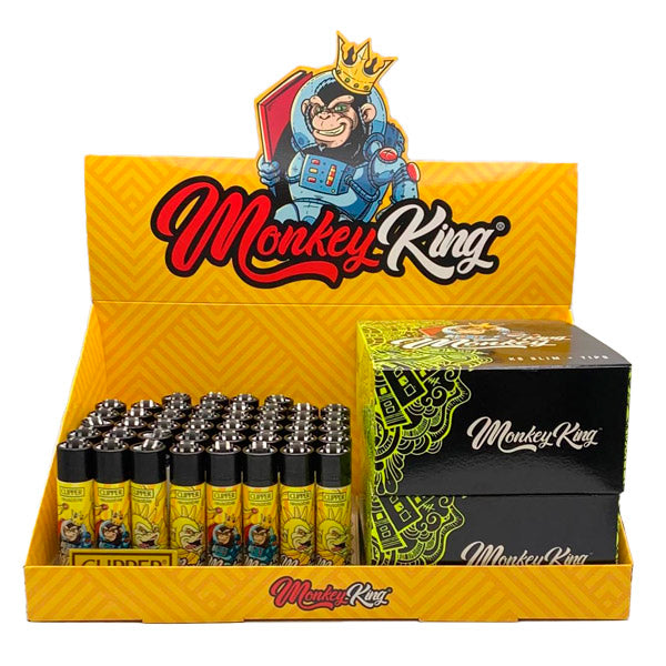 Monkey King Pack King Size Slim Tips & Clipper Yellow Rolling Papers 48 pcs.