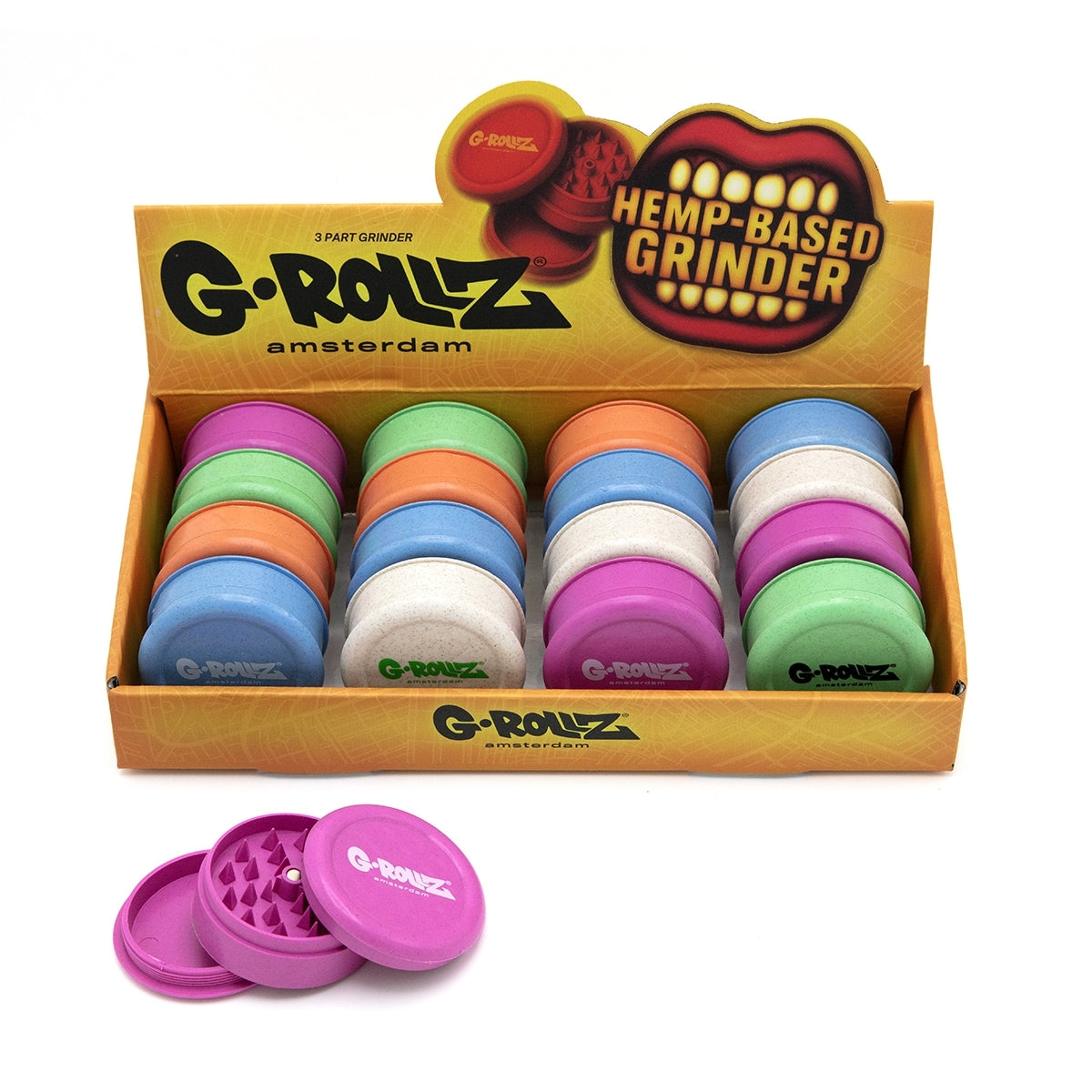 Grinder Canapa Biodegradabile Tappo 60 mm. Colori Assortiti
