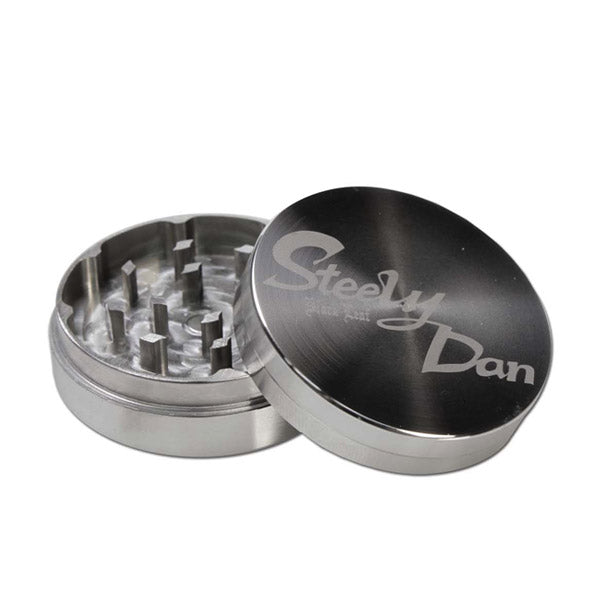 Grinder Metallo Acciaio Inox. & Custodia in Pelle Steely Dan 40 mm.