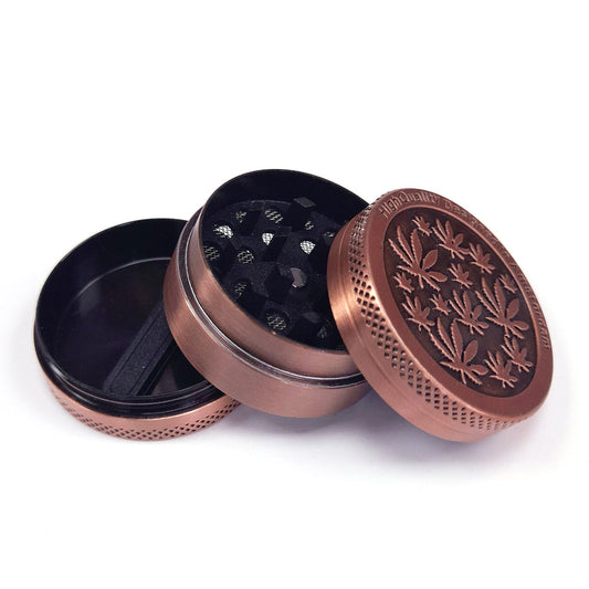 Grinder Polline Metallico Foglie di Bronzo 40 mm.