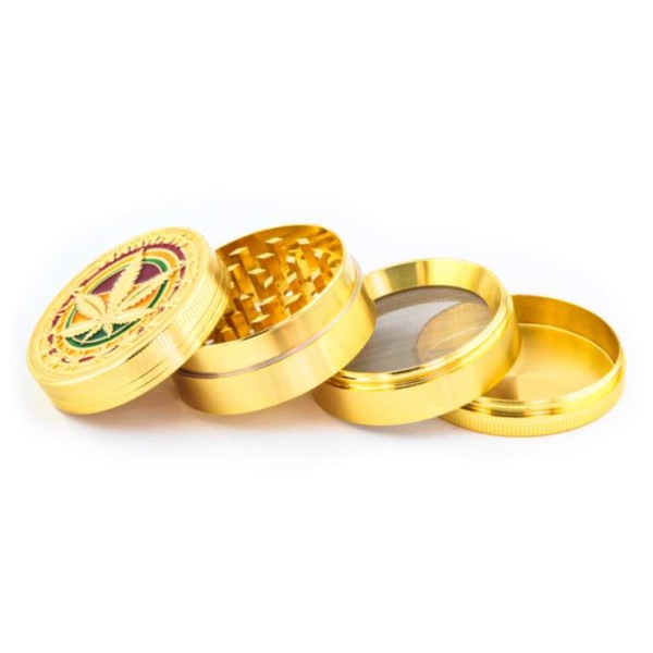 Grinder Polinizador Metal Rasta Gold 52 mm.