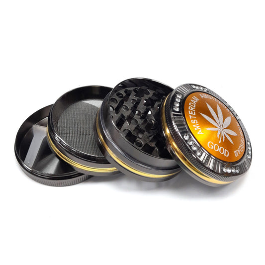 Grinder Polinizador Metal Leaf Gold 52 mm 4 Partes