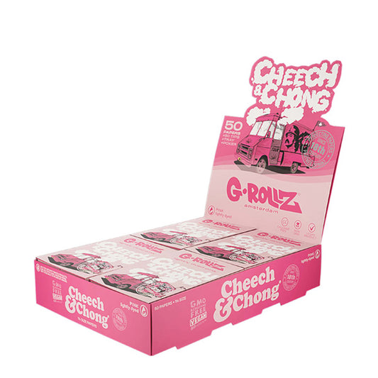 G-Rollz Rolling Papers 1 1/4 Tips & Tray Cheech & Chong Tour Bus Pink 16 Booklets