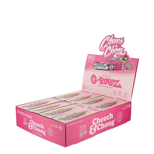G-Rollz 1.1/4 Rolling Papers & Tips Cheech & Chong Lowrider Pink 24 booklets