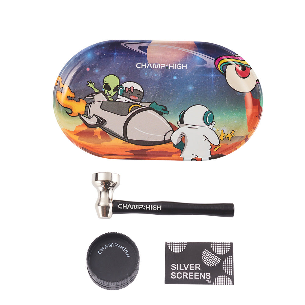 Bandeja Metal 18x12 cm. Kit Grinder & pipa Mix Color