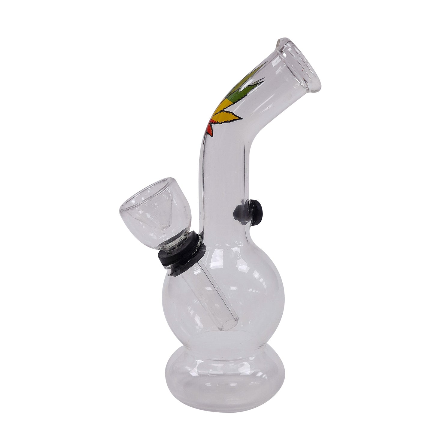 Bong in cristallo Mini Rasta Leaf 13 cm.