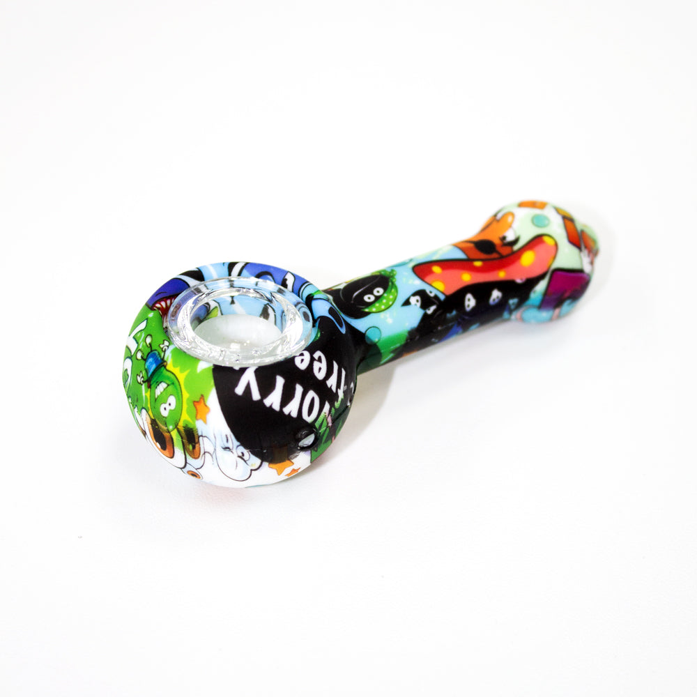 Pipa Silicone & Braciere in Vetro 11 cm. Colori Assortiti