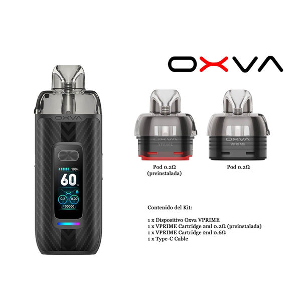 Vapeador Oxva Vprime Black Charcoal Kit 2.600 mah.