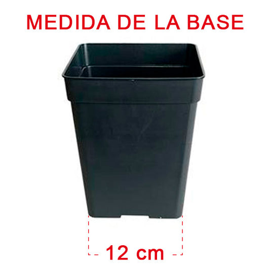 Maceta Cuadrada Negra 18 x 18 x 25.5 cm. 5.5 lt. - 44 ud.