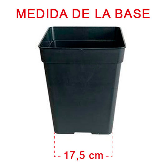 Maceta Cuadrada Negra 23 x 23 x 28 cm. 11 lt. - 30 ud.