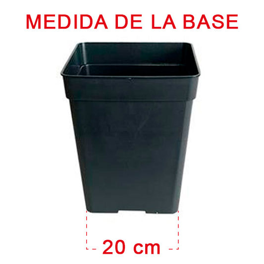 Maceta Cuadrada Negra 27 x 27 x 40 cm. 20 lt. - 20 ud.