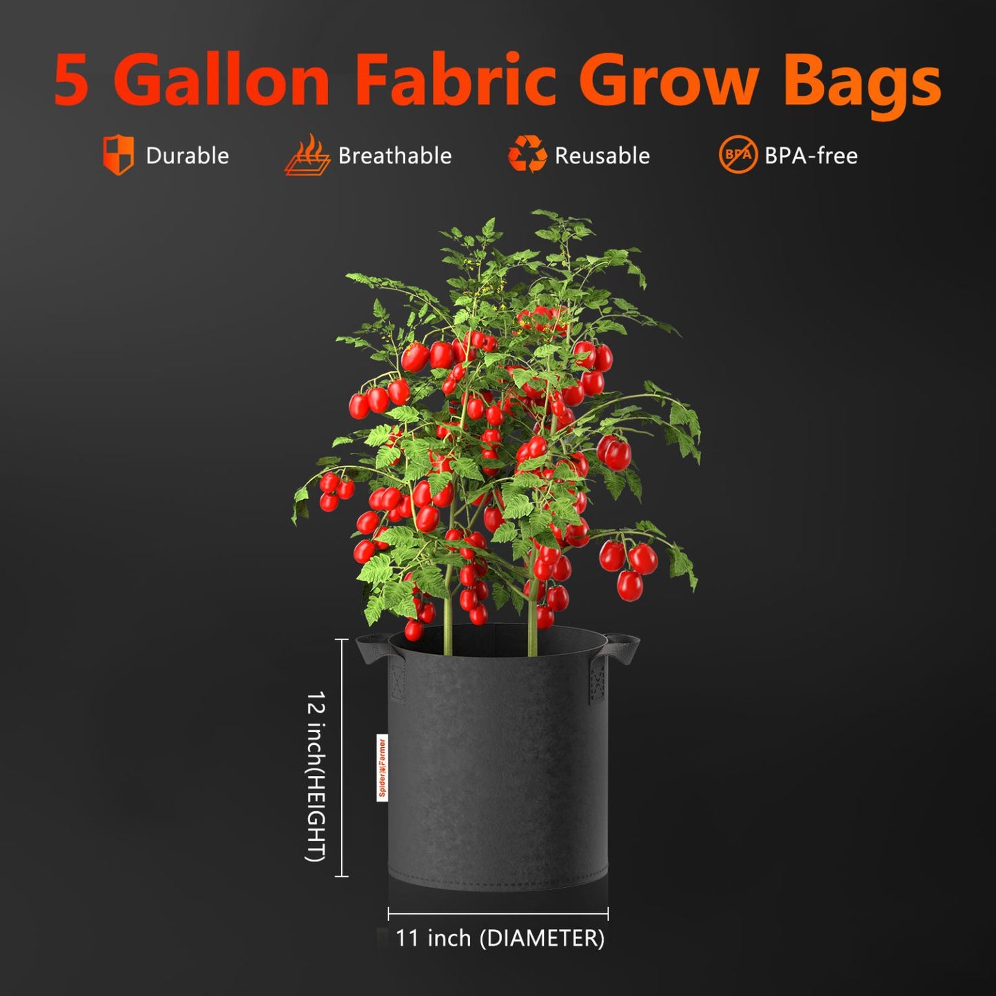 Macetas de Tela Spider Farmer 5 Gal