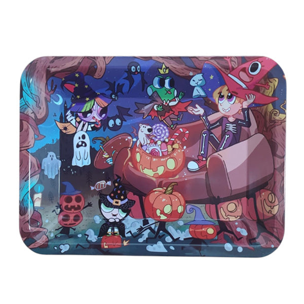 Vassoio in metallo 18x14 cm. Super Girls Halloween