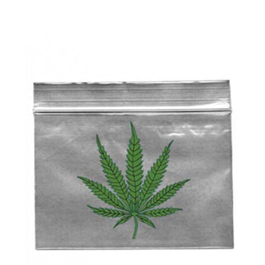 Plastic Zip Lock Bag Leaf 40x60 mm. Pack of 100 units.
