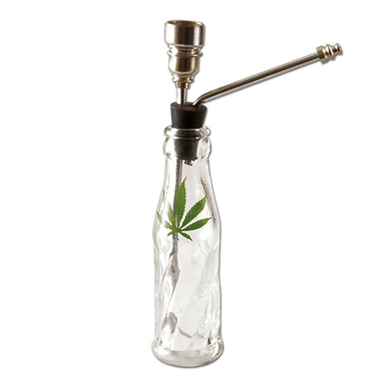 Bong Cristallo Bottiglia Foglia 15 cm.