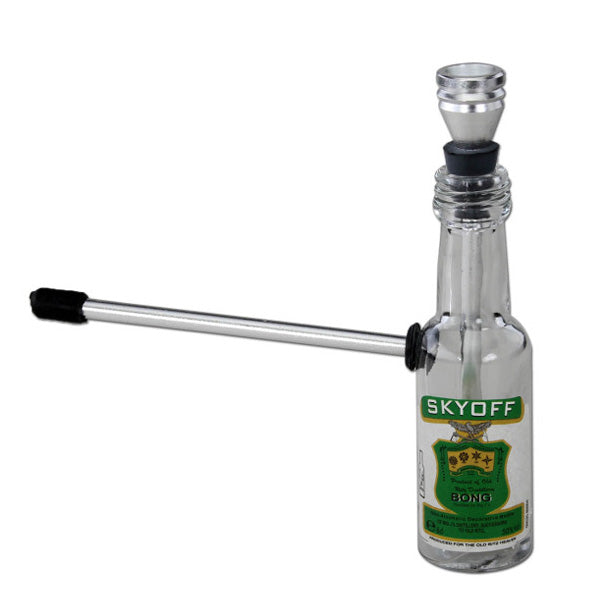 Bong in vetro a forma di bottiglia Skyoff 15 cm.