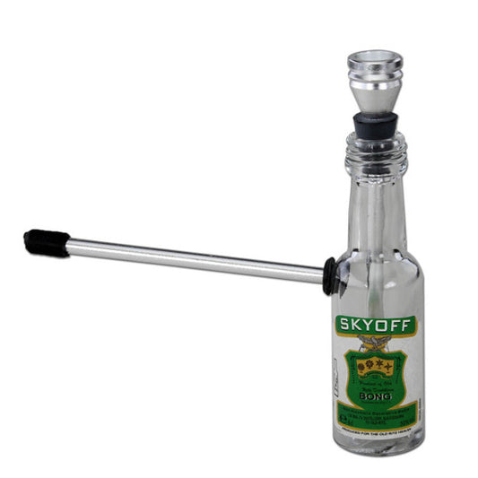 Bong in vetro a forma di bottiglia Skyoff 15 cm.