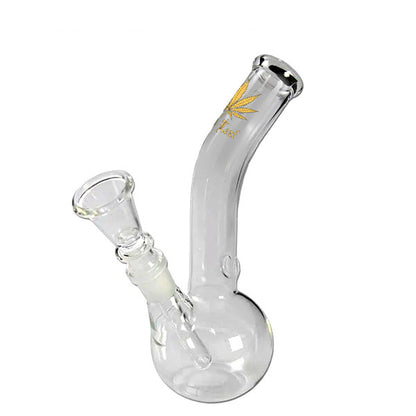 Bong Curvo in Vetro Oro Foglia d'Oro 18 cm.