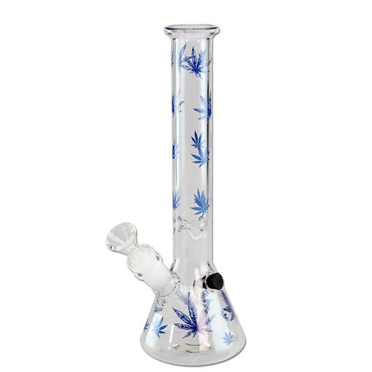 Bong di cristallo Ice Blue Leaves 25 cm.