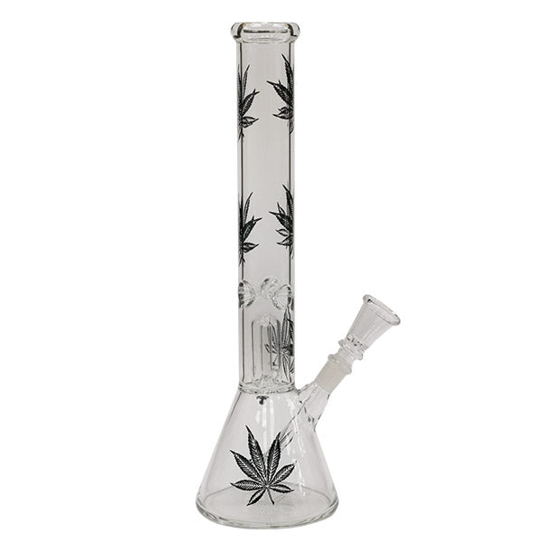 Bong in vetro Ice Percolator Black Leaves 35 cm.