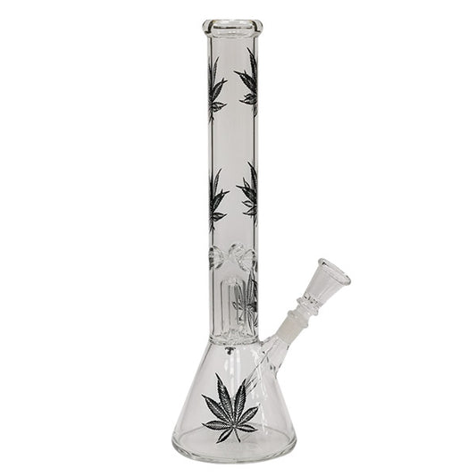 Bong in vetro Ice Percolator Black Leaves 35 cm.