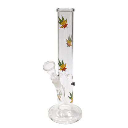Crystal Straight Bong Icer Rasta Leaves 27 cm.
