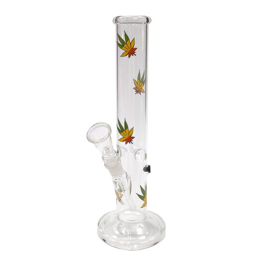 Crystal Straight Bong Icer Rasta Leaves 27 cm.