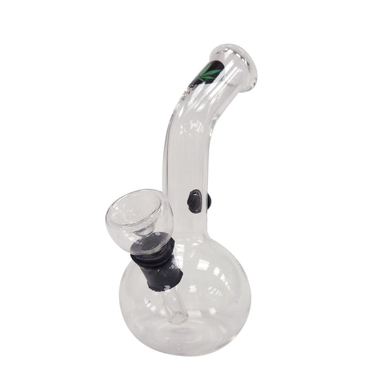 Mini Crystal Bong Leaf Green Black 13 cm.