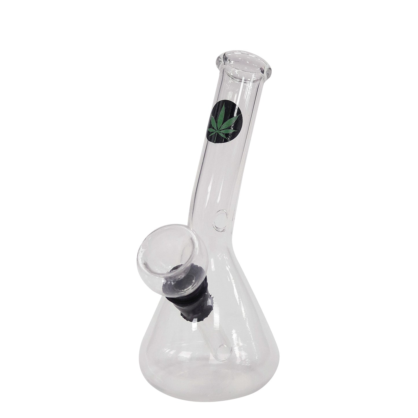 Bong in cristallo Mini Rasta Leaf Verde & Nero 13 cm.