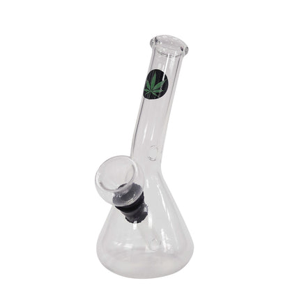 Bong in cristallo Mini Rasta Leaf Verde & Nero 13 cm.