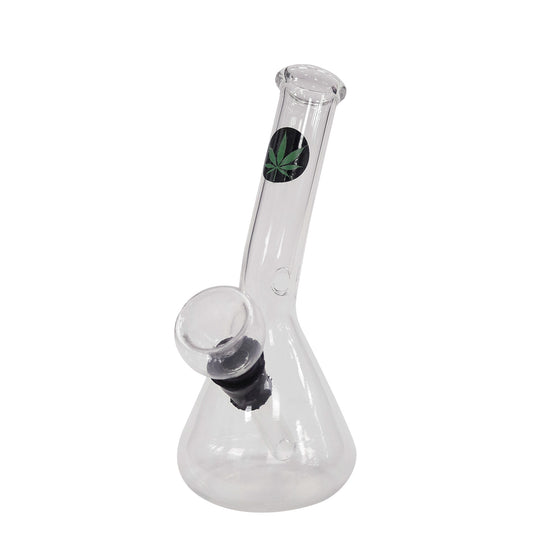 Bong in cristallo Mini Rasta Leaf Verde & Nero 13 cm.