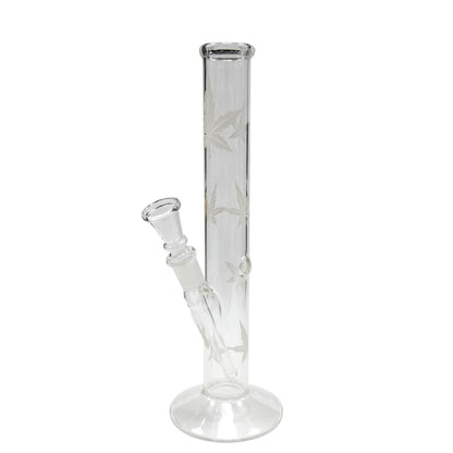 Bong in Vetro Dritto con Foglia Intagliata 26 cm.