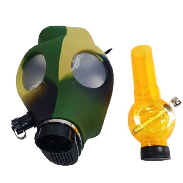 Bong di plastica a maschera antigas mimetico