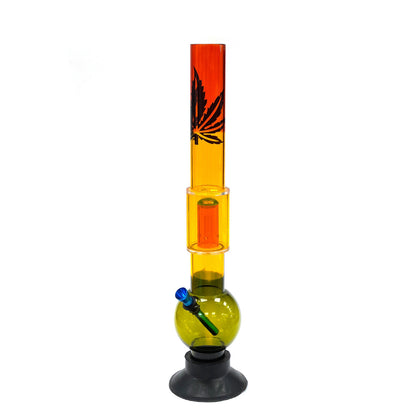 Bong Plastic Percolator Rasta Black Leaf 40 cm.