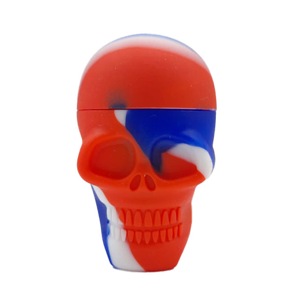 Barattolo in silicone 25 ml. Teschio blu e rosso 35x55 mm. Confezione da 10 pz.
