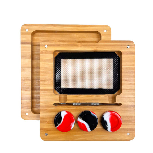 Caja Bamboo 19x18x4 cm. Magnetic Kit Dab Smoking