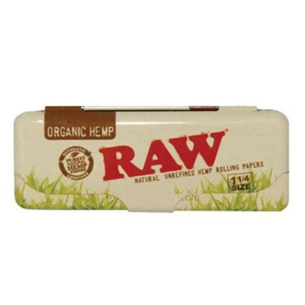 Raw Organic 1 1/4 Metal Rolling Paper Tin