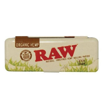 Raw Organic 1 1/4 Metal Rolling Paper Tin