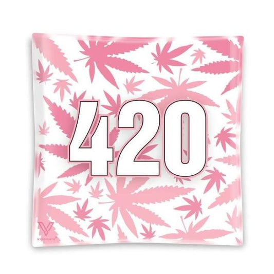 Cenicero Cristal Cuadrado 420 Pink 11x11 cm.