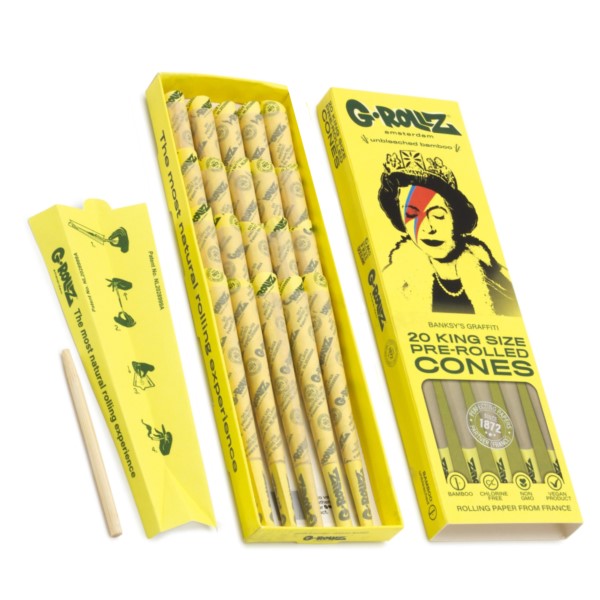 G-Rollz K.S. Cones 20 pcs. Banksy Queen Bamboo Natural