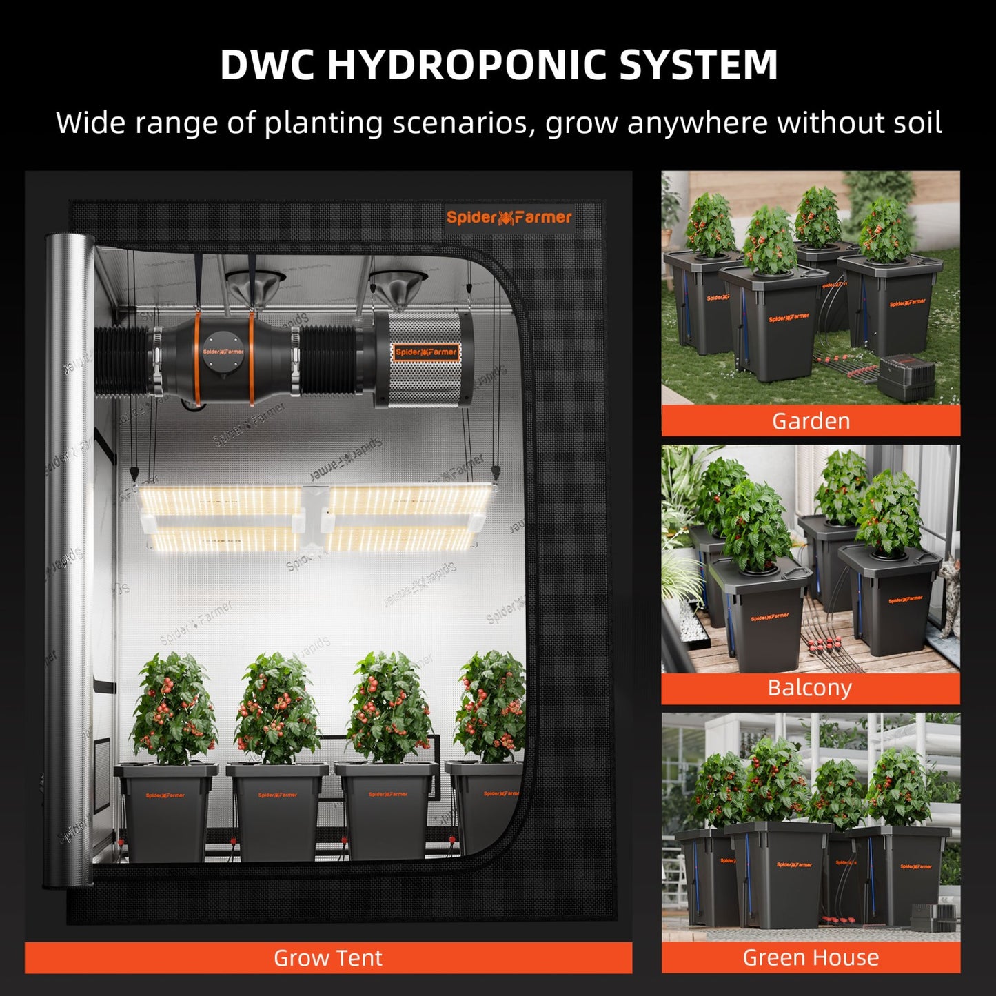 Kit Hidropónico Spider Farmer DWC 4 Piezas