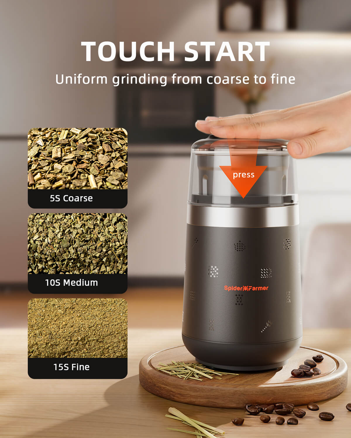 2026 New Spider Farmer Electric Herb & Spice Grinder with Removable Stainless Steel Bowl