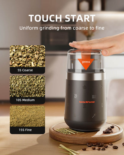 2026 New Spider Farmer Electric Herb & Spice Grinder with Removable Stainless Steel Bowl