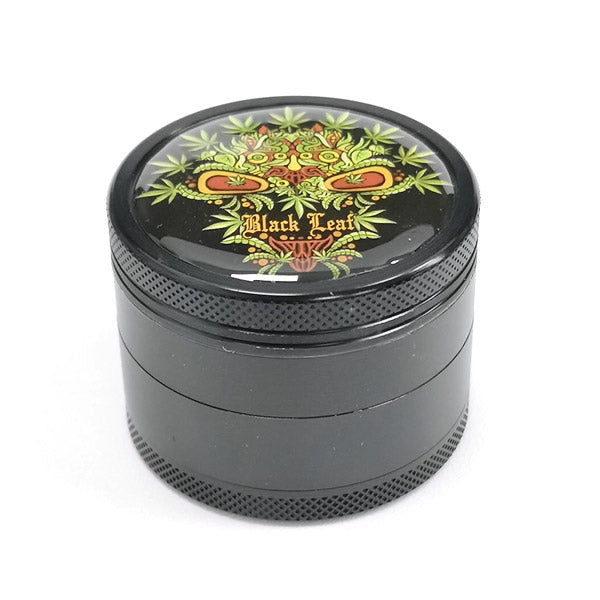 Metal Pollinator Grinder Black Leaf Skull Leaf 50 mm.