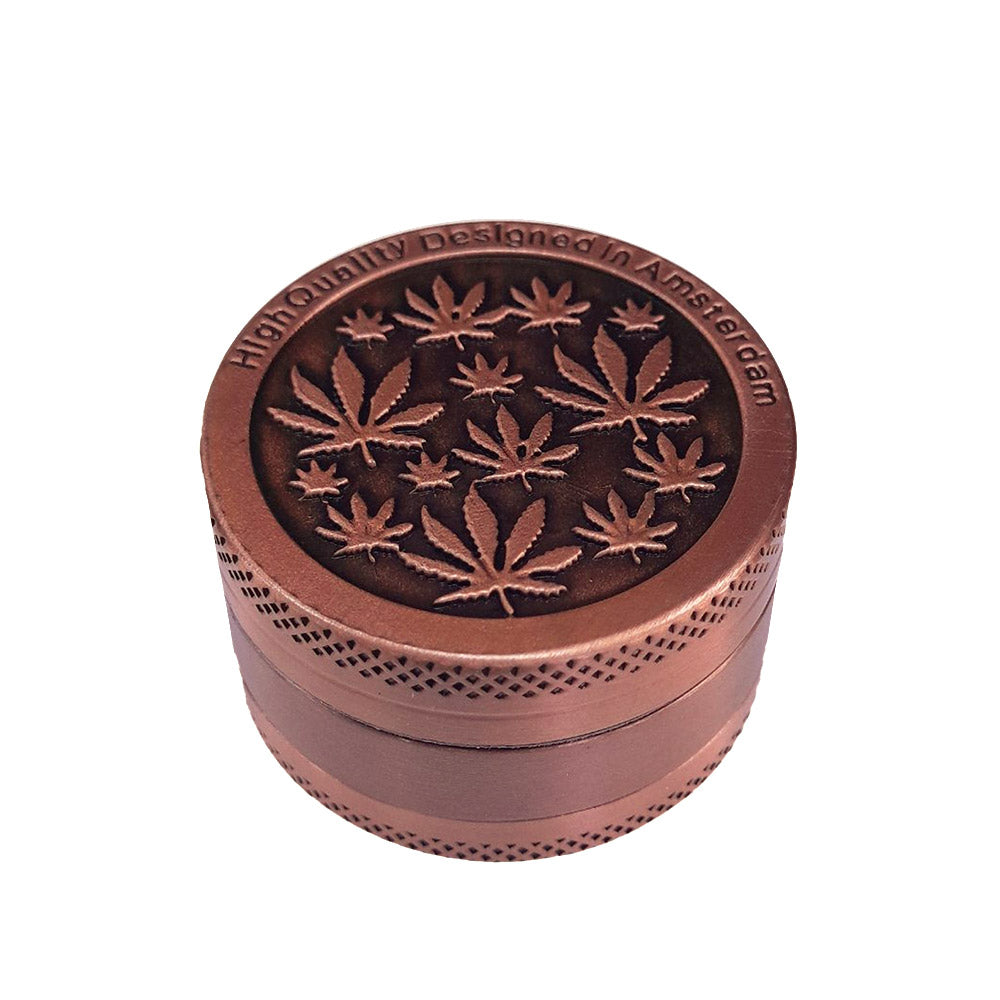 Grinder Polline Metallico Foglie di Bronzo 40 mm.